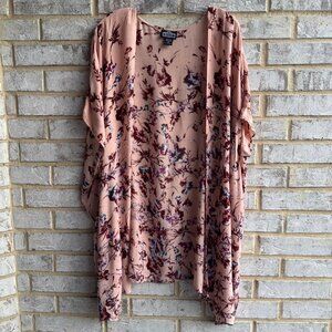 Angie Sleeveless Open Front Floral Tunic Cover Up Women's Size M